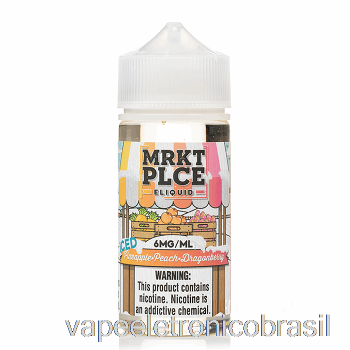 Vape Recarregável Gelo Abacaxi Pêssego Dragonberry - Mrkt Plce - 100ml 3mg